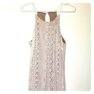 White/Cream Long Lacy Dress with Pearl